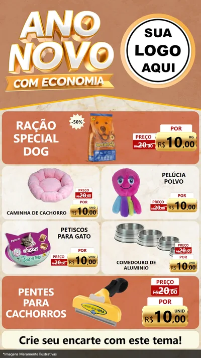 Modelo de TV para TV Vertical com o tema Ano Novo Com Economia para Pet Shop