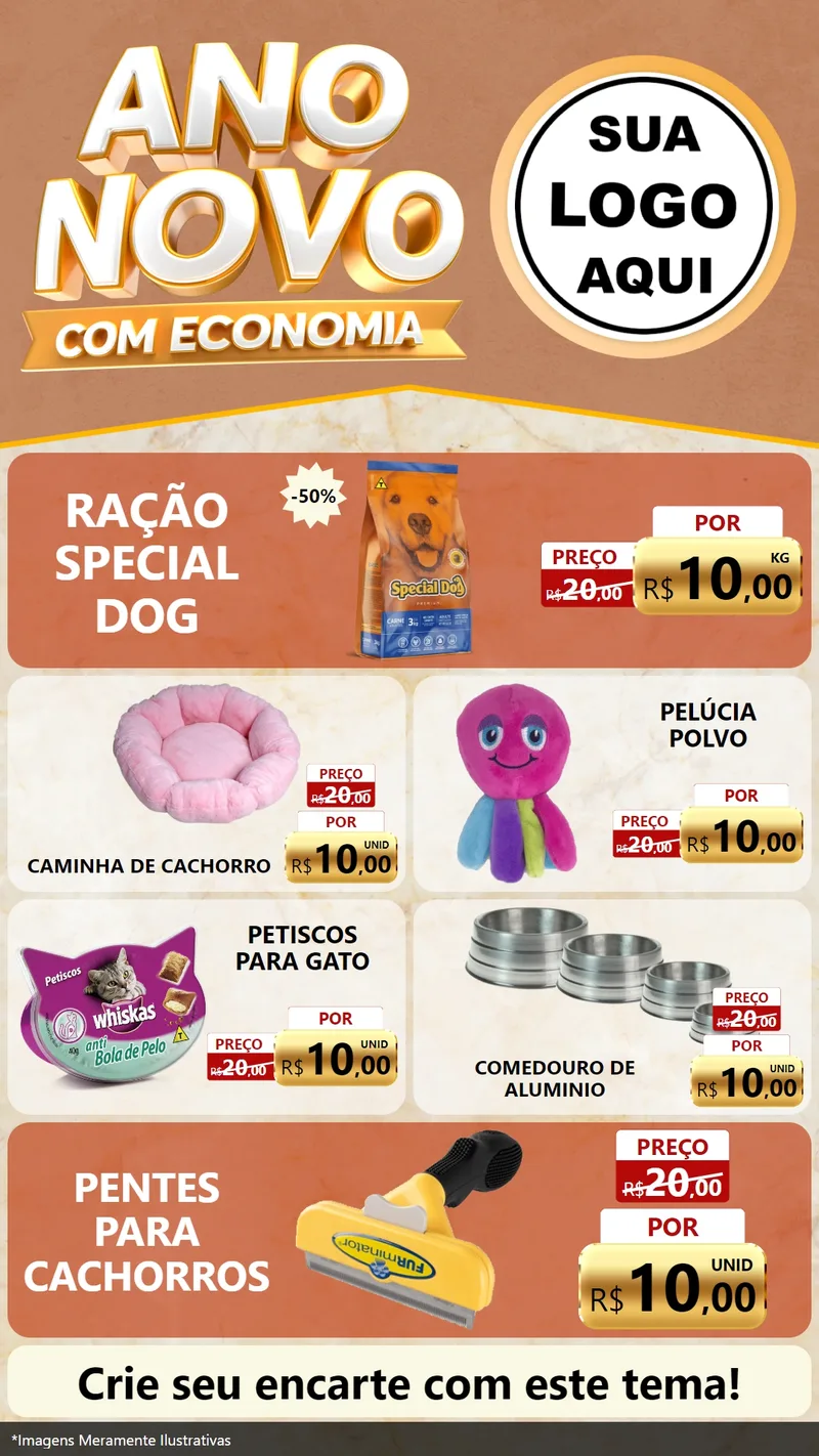 Modelo de TV para TV Vertical com o tema Ano Novo Com Economia para Pet Shop