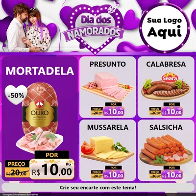 Modelo de Rede Social para Feed Facebook com o tema Dia dos Namorados para Frios e Laticínios