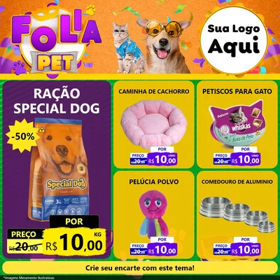 Modelo de Rede Social para Feed Facebook com o tema Folia Pet para Pet Shop