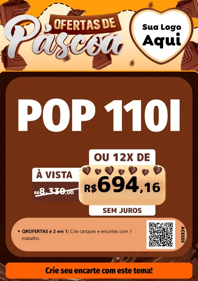 Modelo de Cartaz para Cartaz A4 Vertical com o tema Ofertas de Páscoa para Concessionaria de Motos