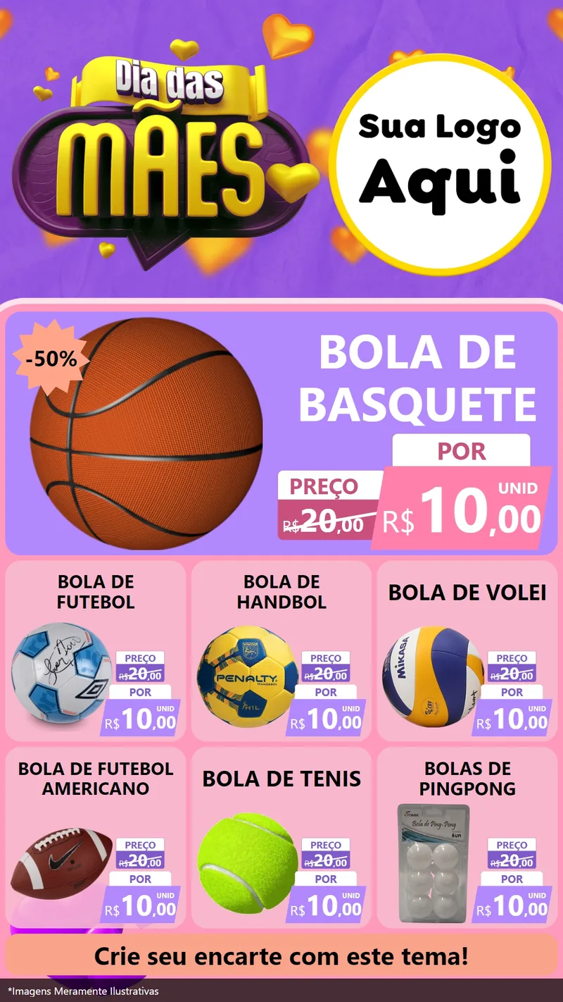 Modelo de Rede Social para Stories com o tema Dia das Mães para Artigos Esportivos