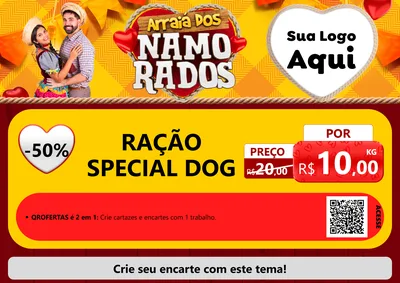 Modelo de Cartaz para Cartaz A4 Horizontal com o tema Arraiá dos Namorados para Pet Shop
