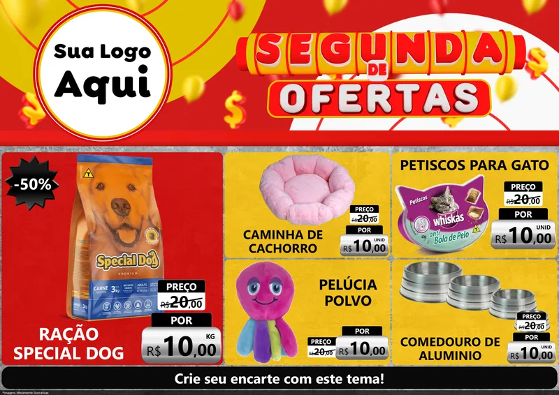 Modelo de Encarte para Encarte A4 Horizontal com o tema Segunda de Ofertas para Pet Shop
