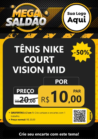 Modelo de Cartaz para Cartaz A4 Vertical com o tema Mega Saldão para Calçados