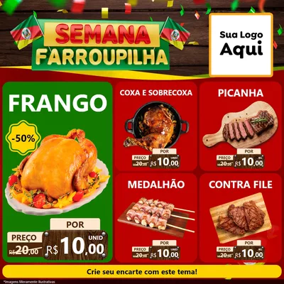 Modelo de Rede Social para Feed Facebook com o tema Semana Farroupilha para Assados