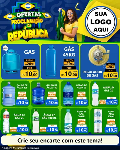 Modelo de Rede Social para Feed Instagram com o tema Ofertas Proclamação da República para Água e gás