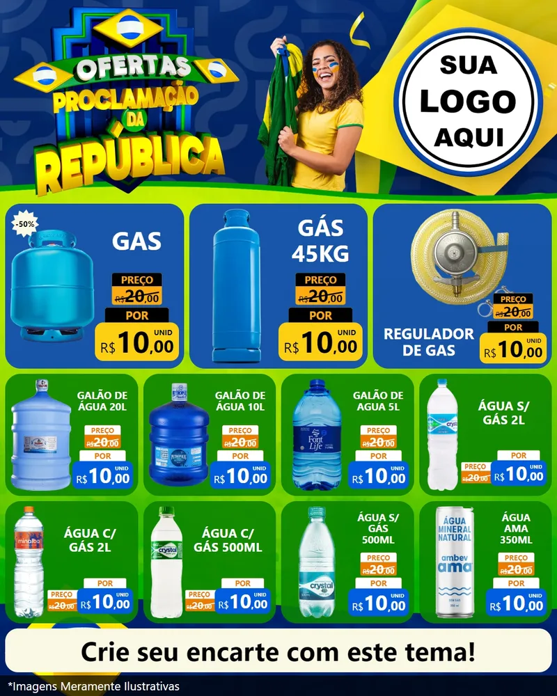 Modelo de Rede Social para Feed Instagram com o tema Ofertas Proclamação da República para Água e gás