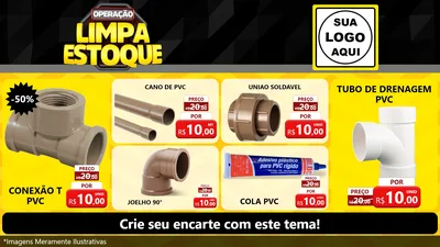 Modelo de TV para TV Horizontal com o tema Operação Limpa Estoque para Tubos e conexões