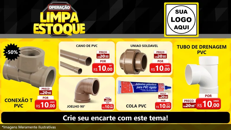 Modelo de TV para TV Horizontal com o tema Operação Limpa Estoque para Tubos e conexões