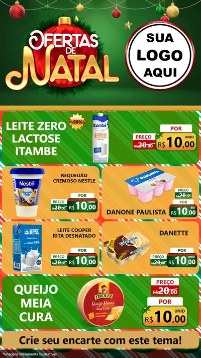 Modelo de TV para TV Vertical com o tema Ofertas de Natal para Frios e Laticínios