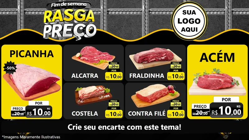Modelo de TV para TV Horizontal com o tema Fim de Semana Rasga Preço para Açougue
