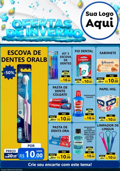Modelo de Encarte para Encarte A4 Vertical com o tema Ofertas de Inverno para Higiene Pessoal