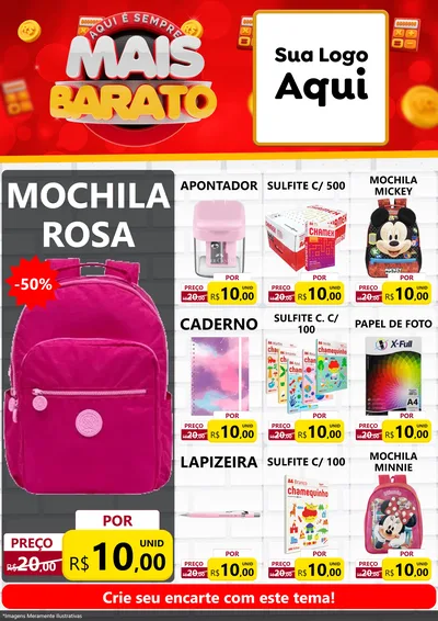 Modelo de Encarte para Encarte A4 Vertical com o tema Mais Barato para Papelaria