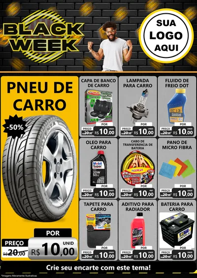 Modelo de Encarte para Encarte A4 Vertical com o tema Black Week para Auto peças