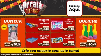 Modelo de TV para TV Horizontal com o tema Arraiá de Ofertas - Junina para Brinquedos