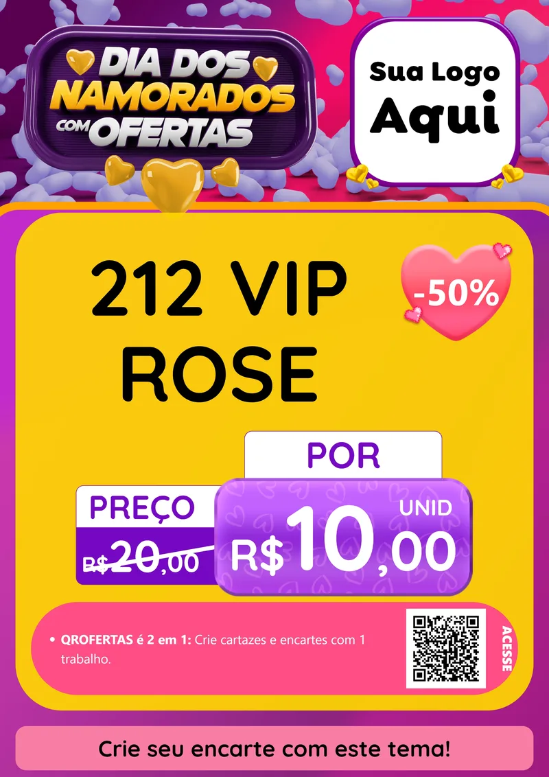 Modelo de Cartaz para Cartaz A4 Vertical com o tema Dia Dos Namorados Com Ofertas para Perfumes