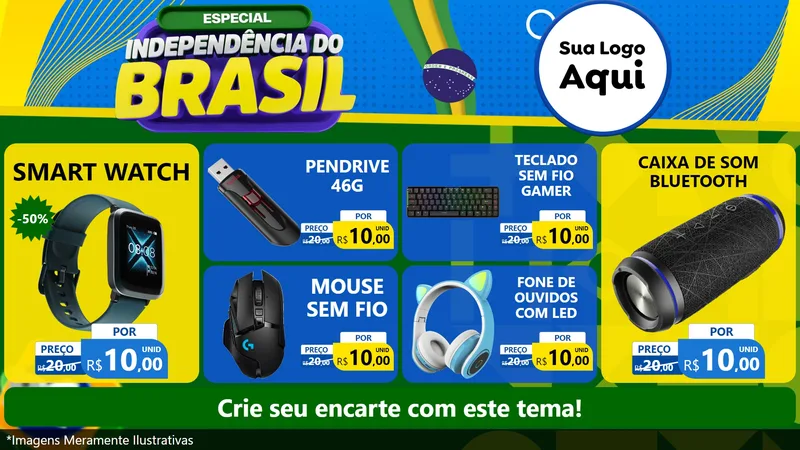 Modelo de TV para TV Horizontal com o tema Especial Independência do Brasil para Informática