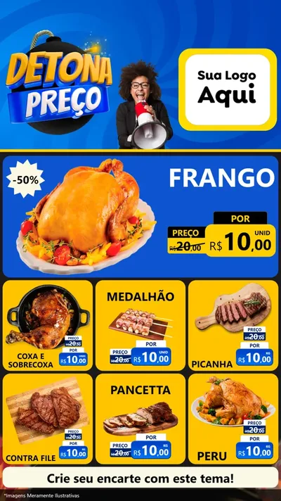 Modelo de Rede Social para Stories com o tema Detona Preços para Assados