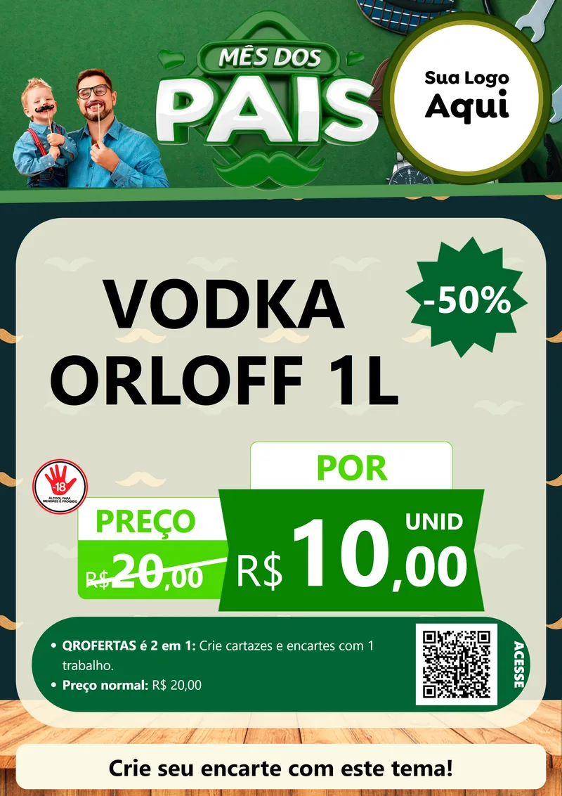Modelo de Cartaz para Cartaz A4 Vertical com o tema Mês dos Pais para Distribuidora de bebidas