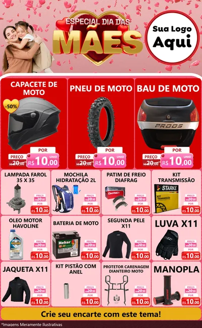 Modelo de Encarte para Encarte Grande com o tema Especial Dia Das Mães para Moto peças
