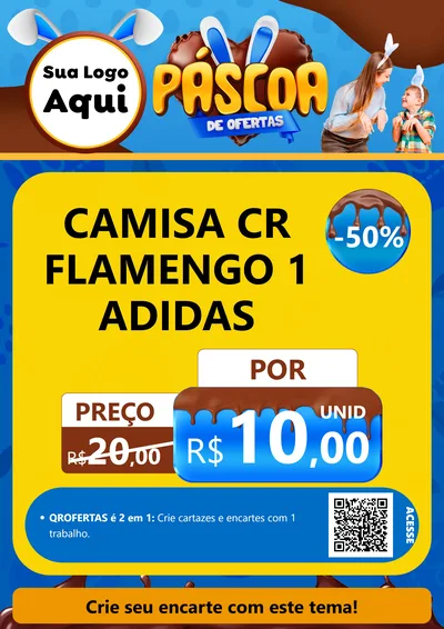 Modelo de Cartaz para Cartaz A4 Vertical com o tema Páscoa de Ofertas para Roupas e acessórios