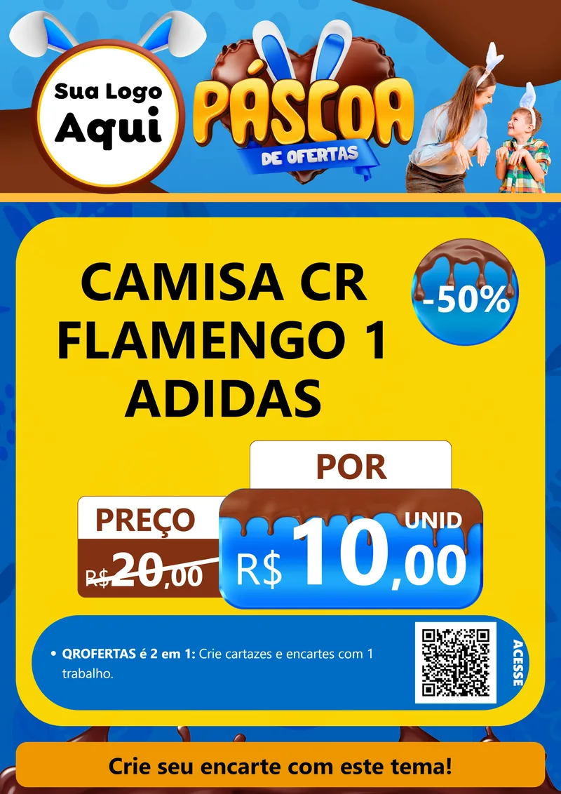 Modelo de Cartaz para Cartaz A4 Vertical com o tema Páscoa de Ofertas para Roupas e acessórios