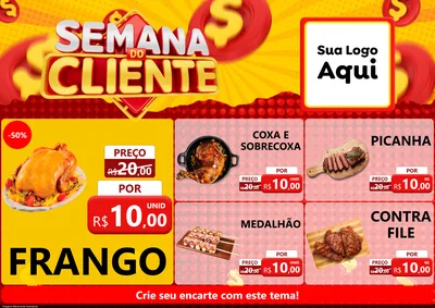 Modelo de Encarte para Encarte A4 Horizontal com o tema Semana do Cliente para Assados