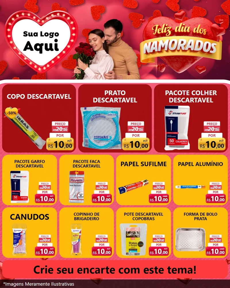 Modelo de Rede Social para Feed Instagram com o tema Feliz Dia Dos Namorados para Embalagens