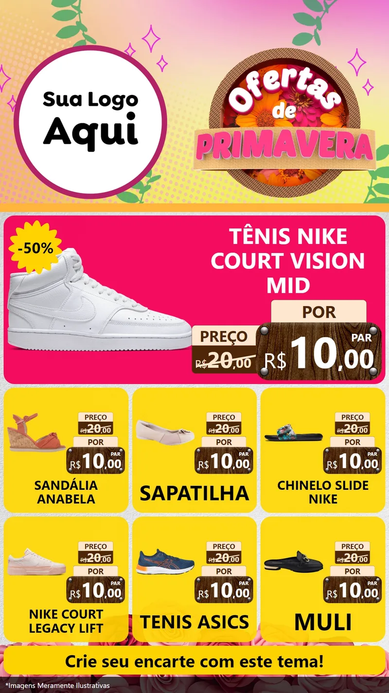 Modelo de Rede Social para Stories com o tema Ofertas de Primavera para Calçados