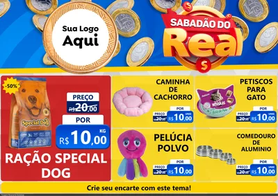 Modelo de Encarte para Encarte A4 Horizontal com o tema Sabadão do Real para Pet Shop