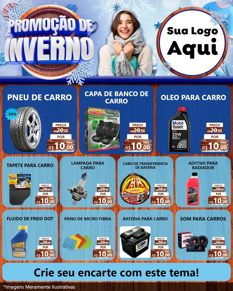 Modelo de Rede Social para Feed Instagram com o tema Promoção de Inverno para Auto peças