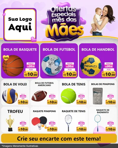 Modelo de Rede Social para Feed Instagram com o tema Ofertas Especiais - Mês das Mães para Artigos Esportivos