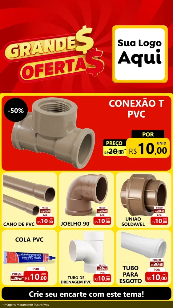 Modelo de Rede Social para Stories com o tema Grandes Ofertas para Tubos e conexões
