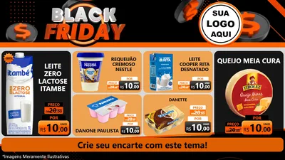 Modelo de TV para TV Horizontal com o tema Black Friday para Frios e Laticínios