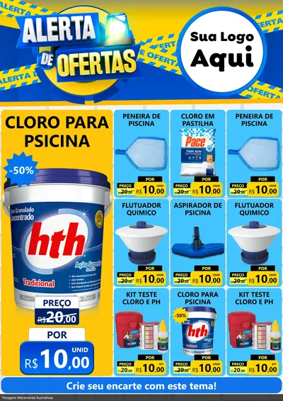 Modelo de Encarte para Encarte A4 Vertical com o tema Alerta de Ofertas para Produtos para Piscina
