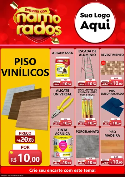 Modelo de Encarte para Encarte A4 Vertical com o tema Semana dos namorados para Material para Construção
