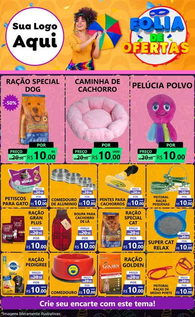 Modelo de Encarte para Encarte Grande com o tema Folia de Ofertas para Pet Shop