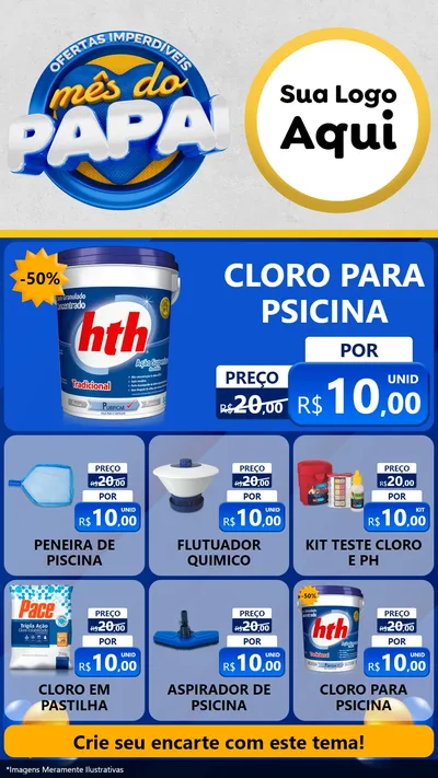Modelo de Rede Social para Stories com o tema Ofertas Imperdíveis Mês Do Papai para Produtos para Piscina