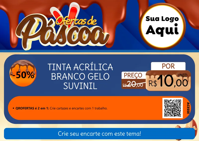 Modelo de Cartaz para Cartaz A4 Horizontal com o tema Ofertas de Páscoa para Tintas e Ferramentas