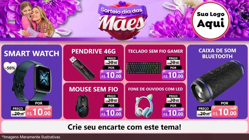 Modelo de TV para TV Horizontal com o tema Sorteio Dia das Mães para Informática