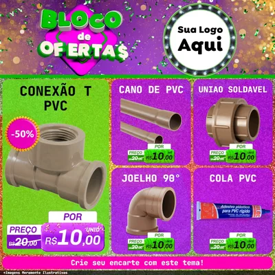 Modelo de Rede Social para Feed Facebook com o tema Bloco de Ofertas para Tubos e conexões
