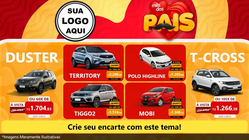 Modelo de TV para TV Horizontal com o tema Mês Dos Pais para Concessionaria de Carros