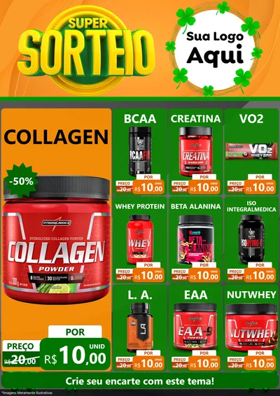 Modelo de Encarte para Encarte A4 Vertical com o tema Super Sorteio para Suplementos alimentares
