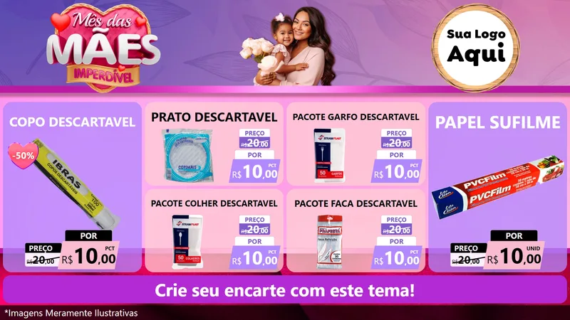 Modelo de TV para TV Horizontal com o tema Mês das Mães Imperdível para Embalagens