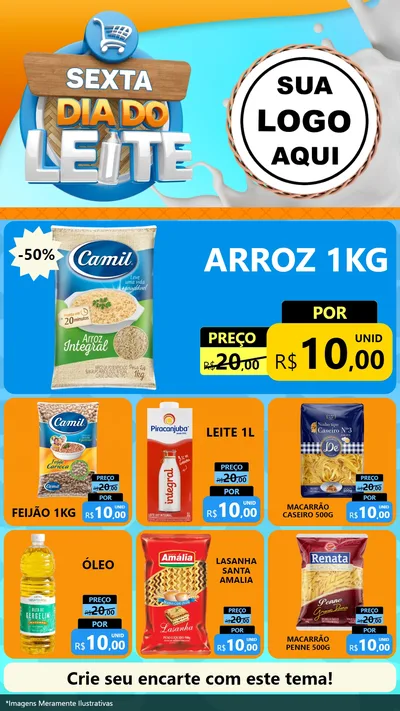 Modelo de Rede Social para Stories com o tema Sexta Dia do Leite para Supermercado