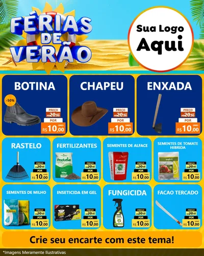 Modelo de Rede Social para Feed Instagram com o tema Férias de Verão para Agropecuária