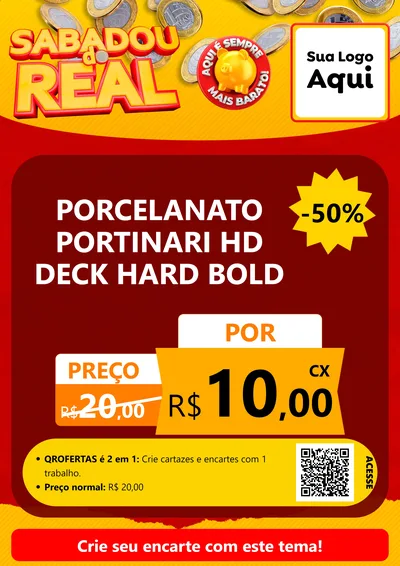 Modelo de Cartaz para Cartaz A4 Vertical com o tema Sabadou do Real para Pisos e revestimentos