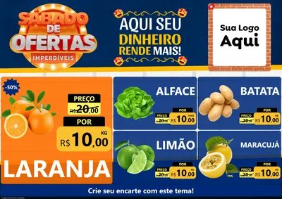 Modelo de Encarte para Encarte A4 Horizontal com o tema Sábado de Ofertas Imperdíveis para Hortifrúti