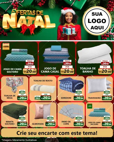 Modelo de Rede Social para Feed Instagram com o tema Ofertas de Natal para Cama, Mesa e Banho